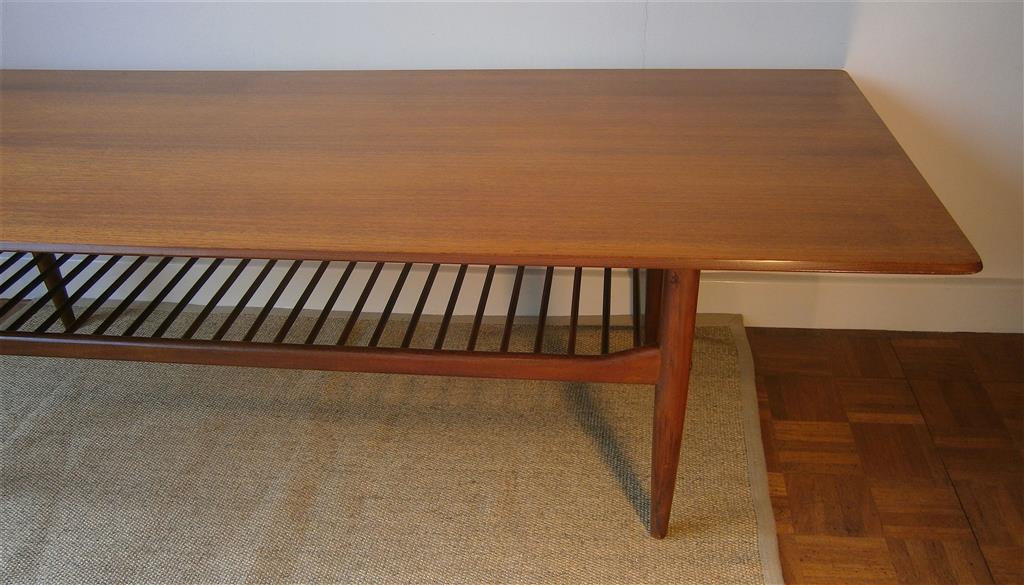 A teak Kofod Larsen for G plan large coffee table, width 160cm, depth 58cm, height 46cm